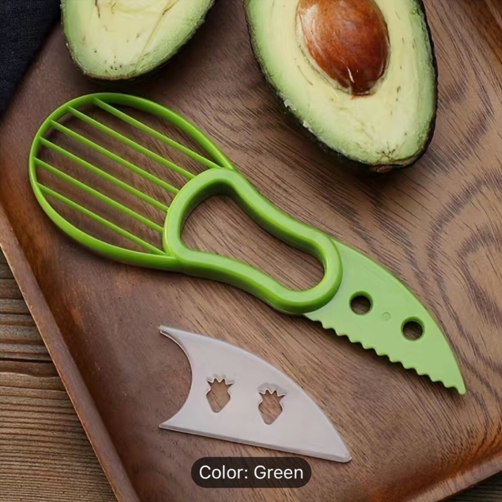 Avocado 3-in-1 Slicer, Pitter, and Cutter Knife with Cover Kitchen Tool, Green
